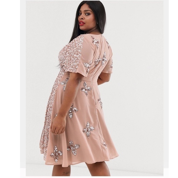 ASOS CURVE 14 Maya Deluxe embellished midi dress with contrast sequin - Picture 3 of 15